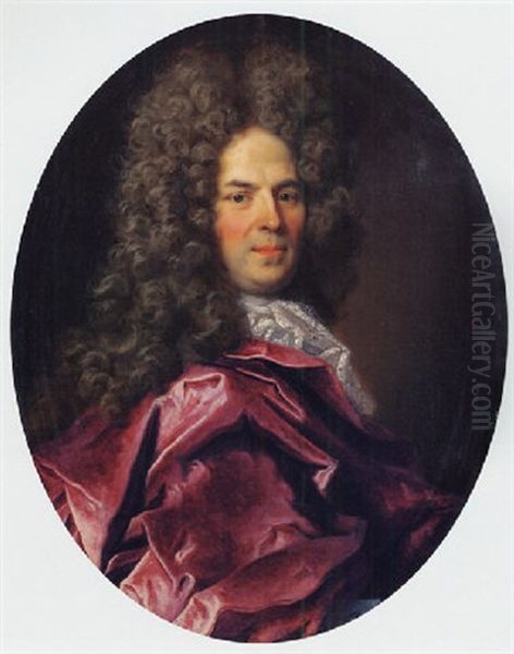 Portrait Of A Gentleman In A Red Cloak Oil Painting by Nicolas de Largilliere