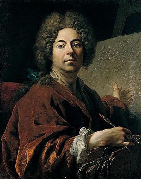 Portrait Of The Artist, Aged 55 Oil Painting by Nicolas de Largilliere