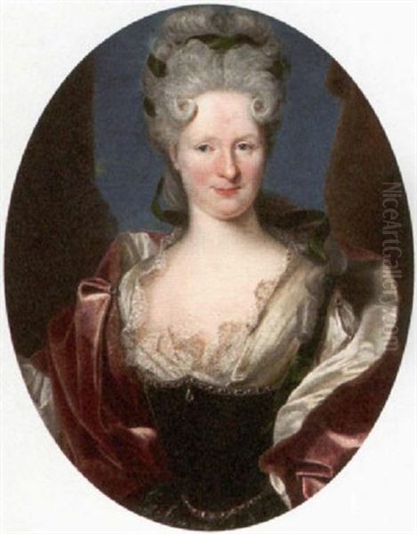 Portrat Einer Hofdame In Elegantem, Mit Spitzen Besetztem Samtkleid Oil Painting by Nicolas de Largilliere