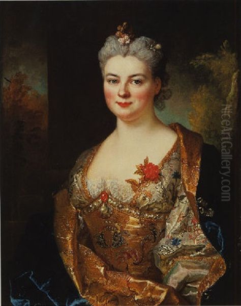 Portrait De Madame Houze De La Boullaye, Nee Marguerite Elizabeth De Largillierre Oil Painting by Nicolas de Largilliere