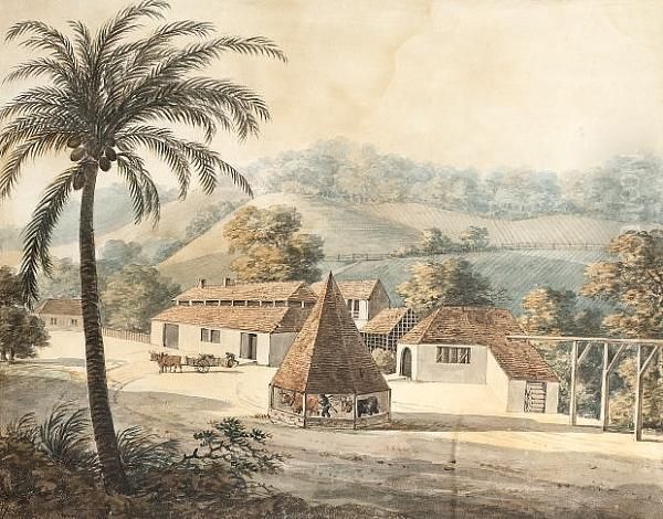 A Sugar Mill At Koningsburgh, Parish Of St Mary, Jamaica, West Indies Oil Painting by Isaac Mendez Belisario