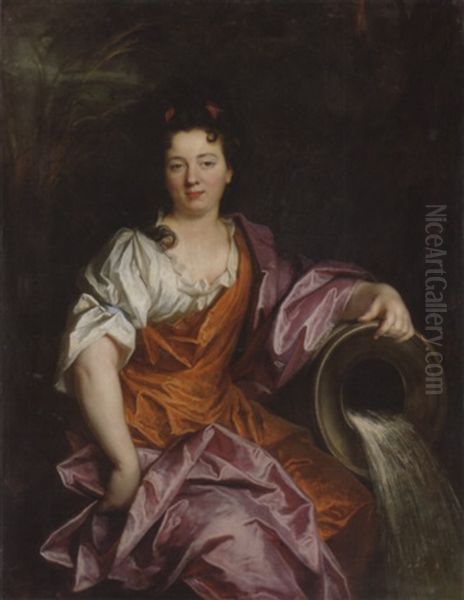 Allegorical Portrait Of Marie-therese De Bourbon, Princess De Conti As A River Goddess Oil Painting by Nicolas de Largilliere