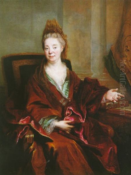 Portrait De Madame Titon Nee Marguerite Becaille Oil Painting by Nicolas de Largilliere