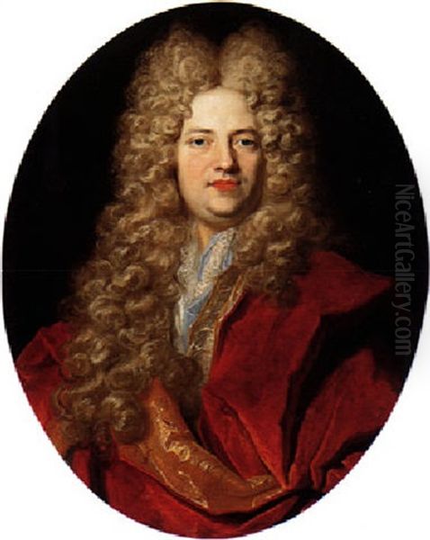 Portrait Of A Gentleman Wearing Red by Nicolas de Largilliere