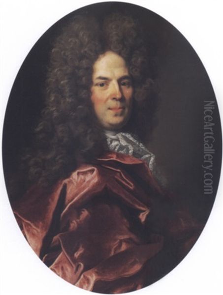 Portrait Of A Man In A Red Velvet Cloak Oil Painting by Nicolas de Largilliere