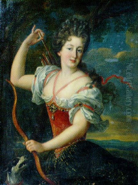 Portrait De Jeune Femme En Diane Oil Painting by Nicolas de Largilliere