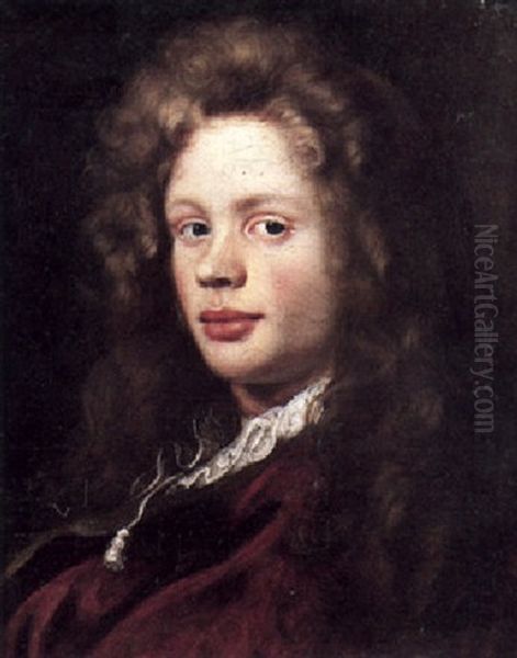 Portrait Of A Young Man, Head And Shoulders Oil Painting by Nicolas de Largilliere