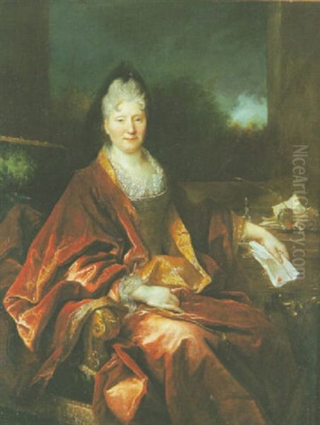 Portrait De La Comtesse Hulin Oil Painting by Nicolas de Largilliere