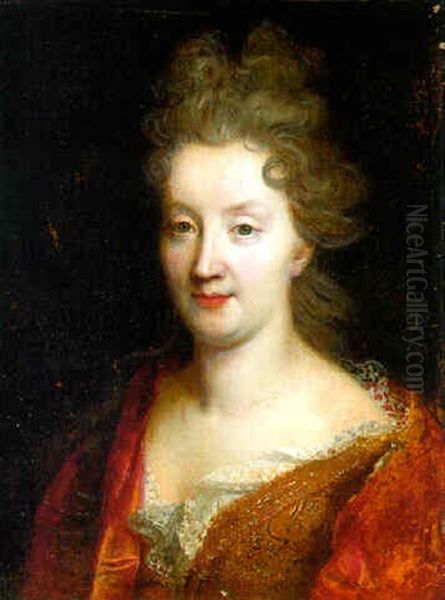 Portrait Of Catherine Coustard, Marquise De Castelnau, Wife Of Charles-leonor Aubry Oil Painting by Nicolas de Largilliere