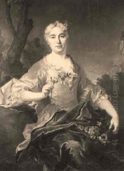 Portrait De Marie De Tremblay, Epouse De F. De Lauge En 1755 Oil Painting by Nicolas de Largilliere