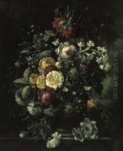 Blumenstraus In Einer Prunkvase Oil Painting by Nicolas de Largilliere