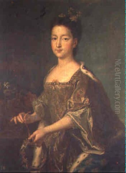 Louise Elisabeth D'orleans, Reine D'espagne Oil Painting by Nicolas de Largilliere