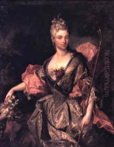 Portrait Presume De Jeanne De Brehan Oil Painting by Nicolas de Largilliere