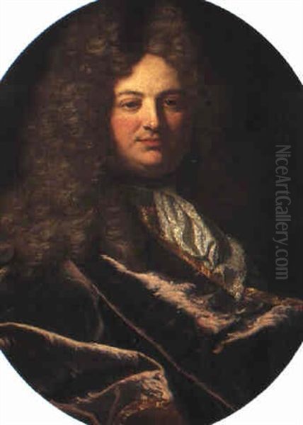 Portratt Av Man I Allongeperuk Oil Painting by Nicolas de Largilliere