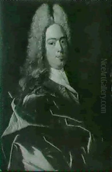 Portrait D'une Homme En Buste De Profil Vers La Droite, Le  Visage Presque De Face by Nicolas de Largilliere