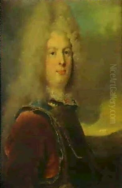 Portrait D'un Officer De Marine Oil Painting by Nicolas de Largilliere