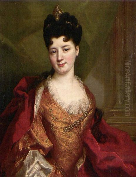 Portrait Of A Lady, Presumablya Member Of The De Gagne De   Perrigny Family Oil Painting by Nicolas de Largilliere