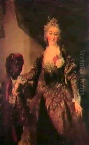 Madamme De Soucarieres Et Son Serviteur Noir Oil Painting by Nicolas de Largilliere