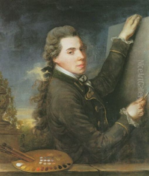 Self-portrait Of The Artist At The Age Of Twenty-two Oil Painting by Nicolas Louis Albert de LaRiva