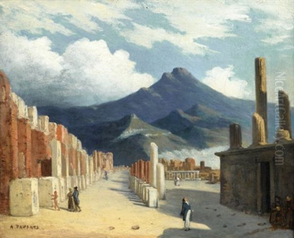 Vue De Pompei Oil Painting by Charles Philippe Auguste de Lariviere