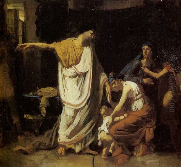 Le Depart De Coriolan Pour L'exil Oil Painting by Charles Philippe Auguste de Lariviere