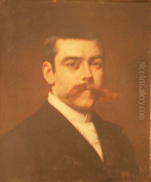 Portrait D'homme Aux Moustaches Oil Painting by Armand Laroche