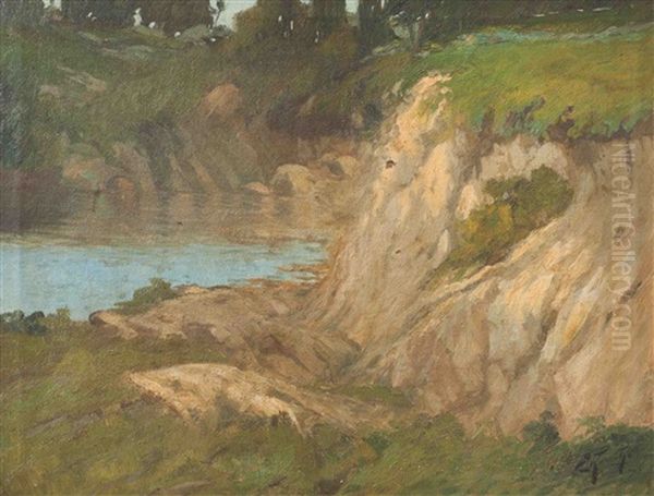 Paisaje Con Barranco Oil Painting by Ernesto Laroche