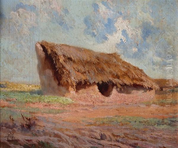 Rancho De Barro Y Paja Oil Painting by Ernesto Laroche