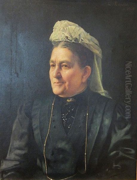 Portrait De Dame Oil Painting by Ludger Larose