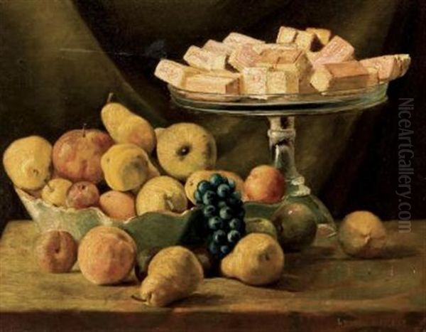 Still Life With Fruit Oil Painting by Ludger Larose