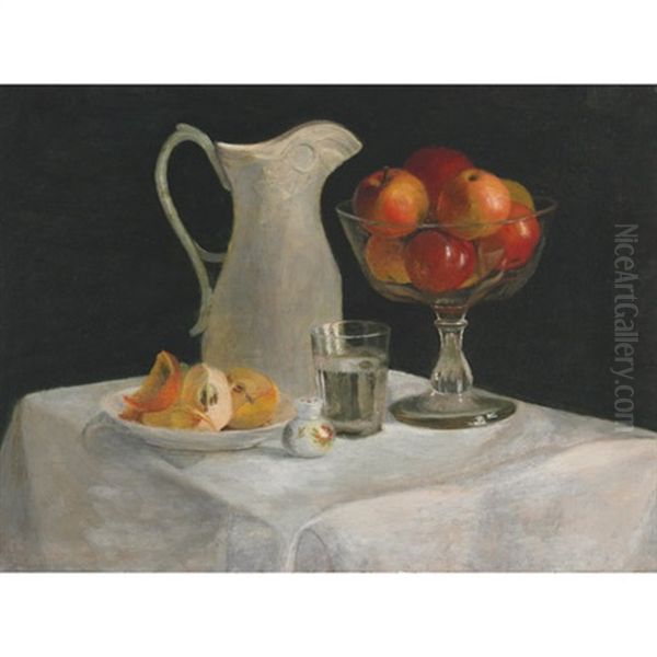 Still Life With Apples Oil Painting by Ludger Larose