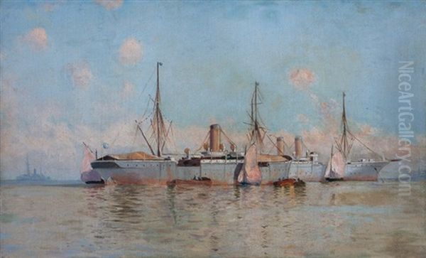 Puerto De Marsella Oil Painting by Manuel Larravide