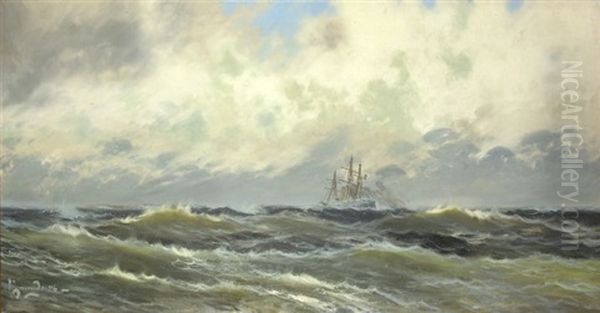 Navegando En Un Mar Agitado Oil Painting by Manuel Larravide