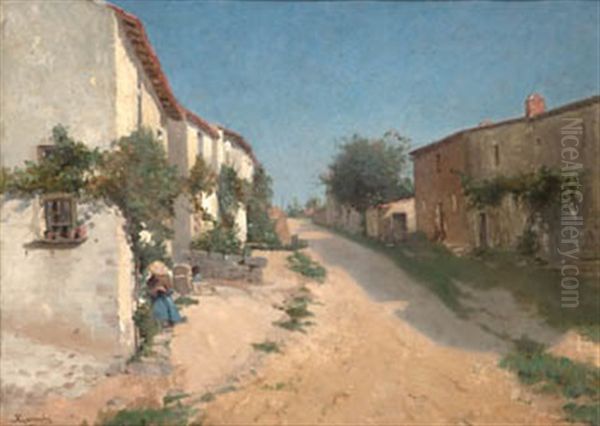 Calle De Pueblo Oil Painting by Jose de Larrocha Gonzalez