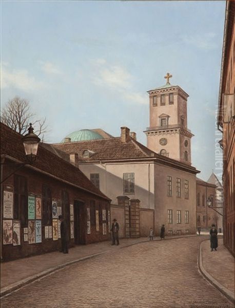 View From St. Kannikestraede In Copenhagen by Adolf Alfred Larsen