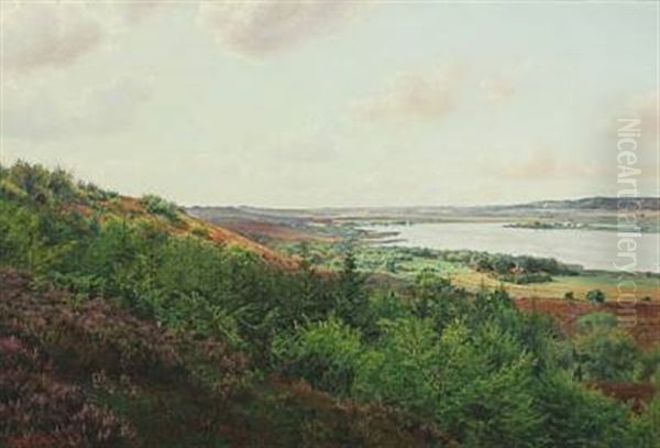 View From The Lakes In Silkeborg Oil Painting by Adolf Alfred Larsen