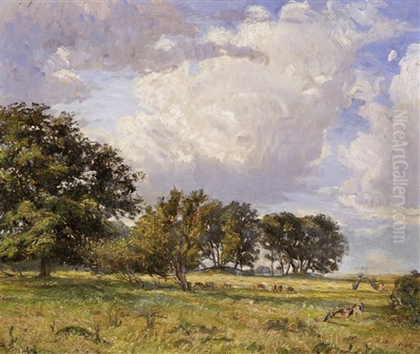 Sommertag In Jaegersborg Dyrehave, Kopenhagen Oil Painting by Adolf Alfred Larsen