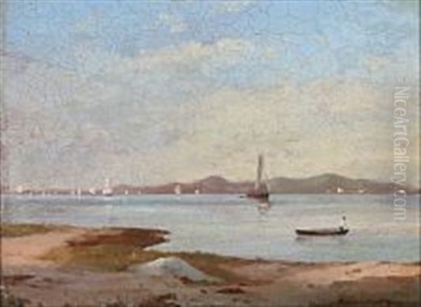 Coastal Scape With Sailing Ships Oil Painting by Emanuel Larsen