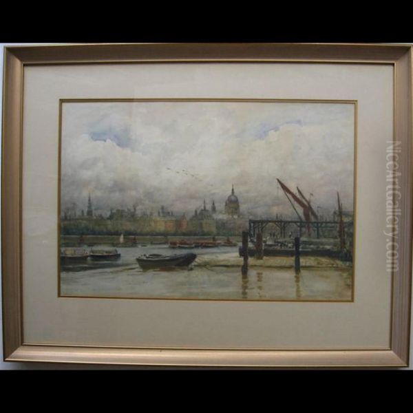 Thames View Oil Painting by Arthur George Bell