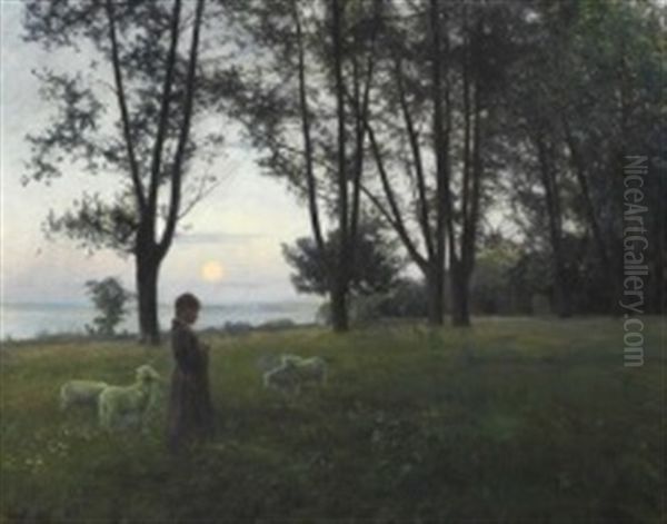 At The Outskirts Of The Forest, Evening Oil Painting by Knud Erik Larsen