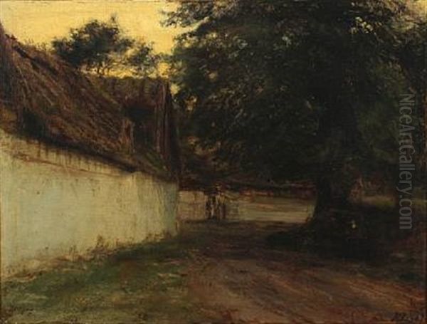 Farm Exterior Oil Painting by Knud Erik Larsen