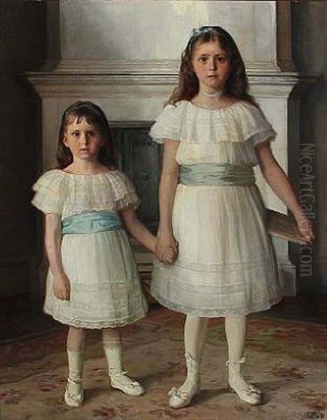 Portraits Of The Sisters Ida And Elise Dybdal by Knud Erik Larsen