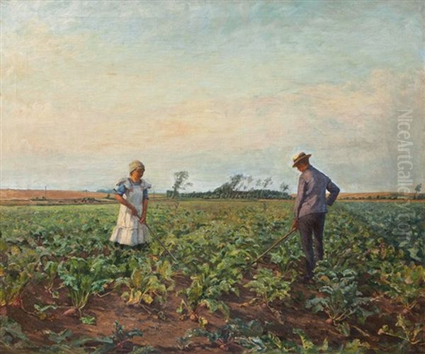 On The Field Oil Painting by Frederik Larsen-Saerslov