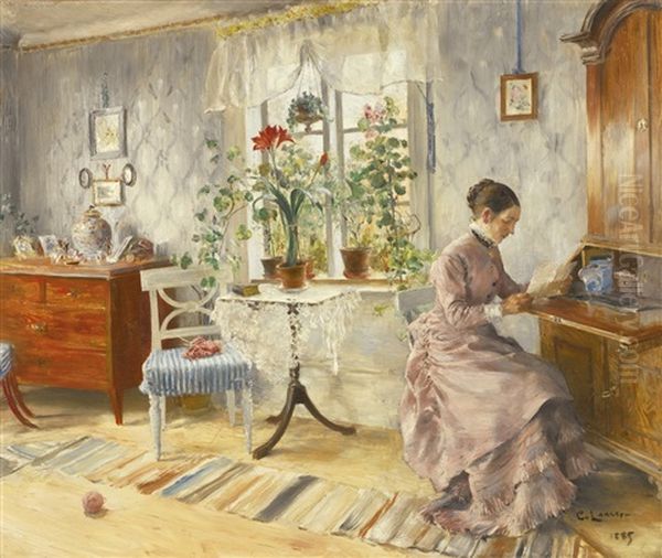 The Letter Oil Painting by Carl Olof Larsson