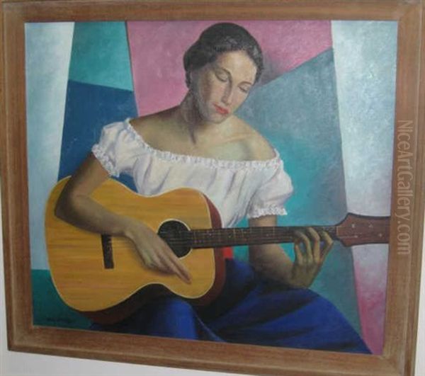 The Guitarist Oil Painting by Karl Larsson