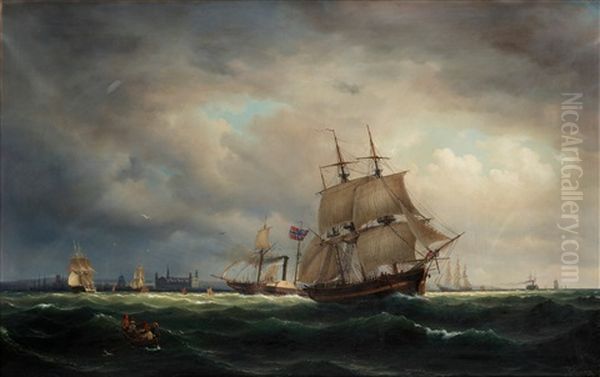 Vy Av Oresund Oil Painting by Marcus Larsson