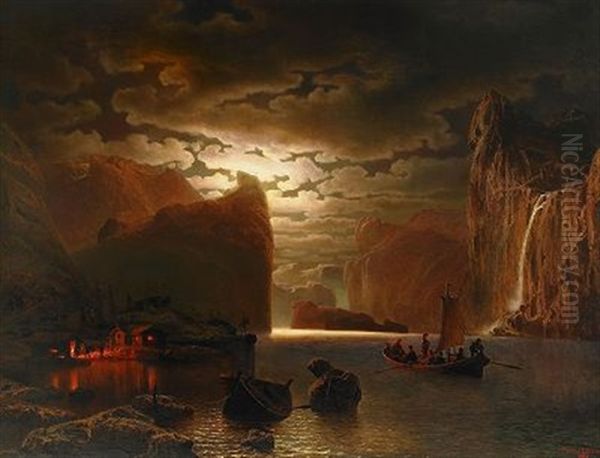 Mansken Over Sognefjorden Oil Painting by Marcus Larsson