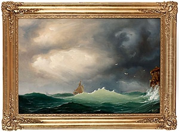 Segelfartyg I Storm Oil Painting by Marcus Larsson