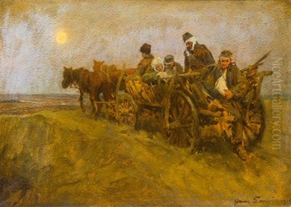 Ukrainian Peasants, 1916 Oil Painting by Hans Larwin