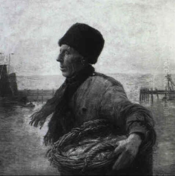 Fischh,ndler Oil Painting by Hans Larwin